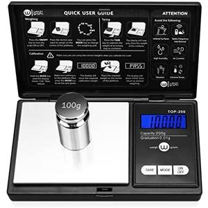 Weigh Gram 200g Digital Pocket Gram Scale 0.01g Accuracy, 200g x 0.01g Mini Digital Grams Scale, Small Food Scale, Jewelry Scale, Ounces Grains Scale With100g Calibration Weight
