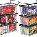 iSPECLE Freezer Storage Bins - 6 Pack Small Stackable Deep Freezer Organizer Bins for Most 7 Cu.FT Chest Freezer Sort Frozen Food, Freezer Basket with Handles Easy to Get Food from Bottom, Black