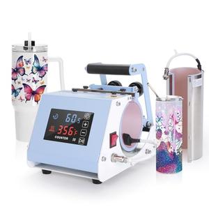 PYD Life 110 V 2 in 1 40 OZ 30 OZ Tumbler Heat Press Machine Mini Max Light Blue Touch Screen for 40 OZ 30 OZ 20 OZ 16 OZ Sublimation Tumbler Sublimation Printing