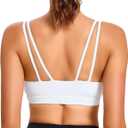 Sports Bras for Women, Medium-High Support Strappy Padded Running Sports Bras with Removable Cups (White, S)