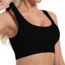 Chilylori Seamless Sports Bras for Women Pack of 3 Ribbed Sports Bra Workout Tops Cropped Tank Top Comfort Padded Yoga (XL)
