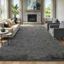 Large Smoky Grey Fluffy 9x11 Area Rugs for Living Room Clearance