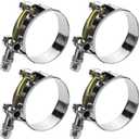 4 Pack 1.25" T-Bolt Hose Clamps, 304 Stainless Steel Turbo Intake Clamp, Working Range 36mm-44mm for 1.25" Hose ID