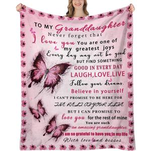 Granddaughter Gifts from Grandma, Granddaughter Gifts, Gift for Grand Daughter Birthday, Graduation, Christmas, Granddaughters Blanket, Pink Butterfly, 60"x50"