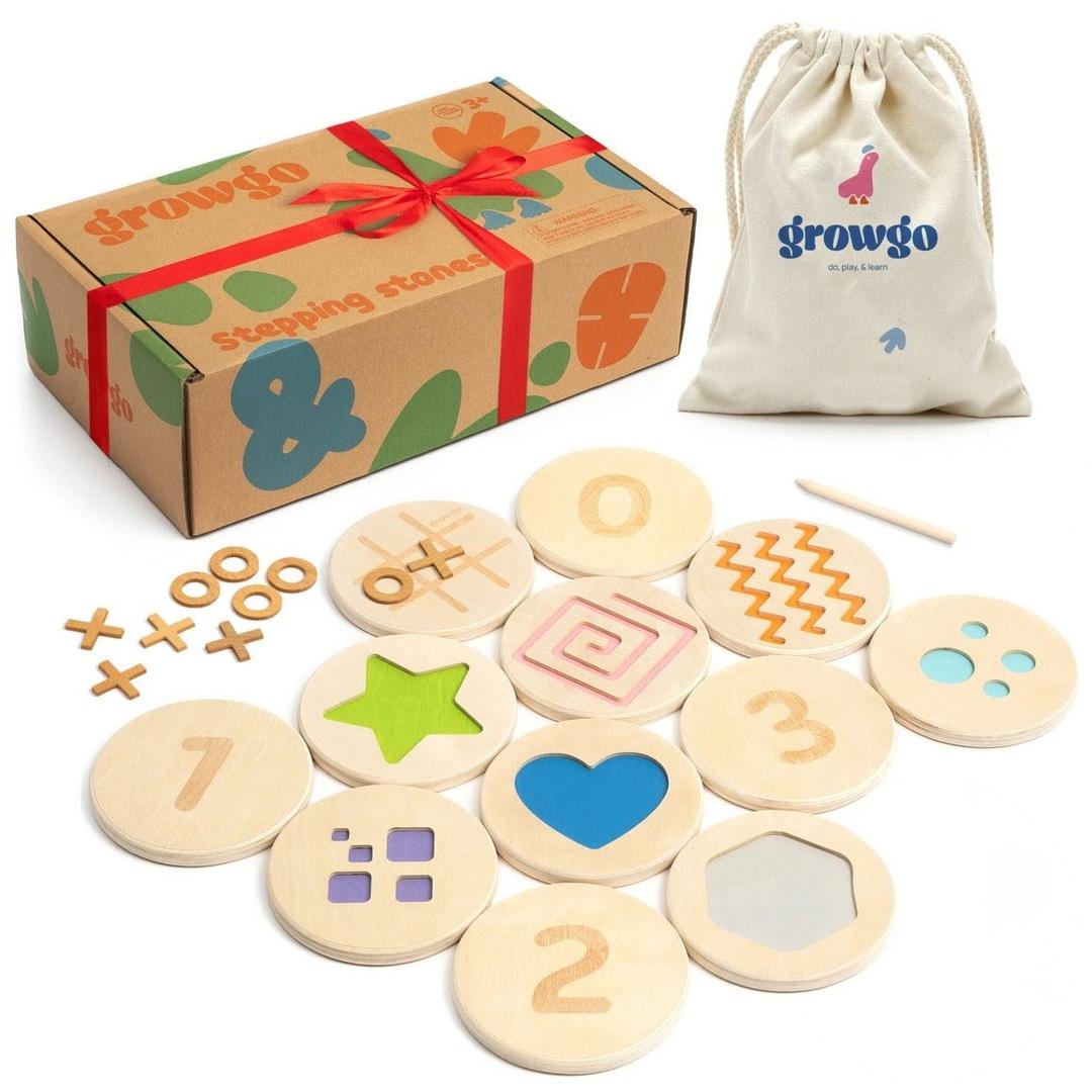 GrowGo Stepping Stones Set 3 in 1 - Unique Patented Design, Inspired by Montessori, 2 Packs