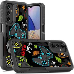 for Samsung Galaxy A15 5G, Video Game Gaming Controller Pattern Shock-Absorption Hard PC and Inner Silicone Hybrid Dual Layer Armor Defender Case for Samsung Galaxy A15 5G (2024)