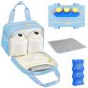 PIIOSER Breastmilk Cooler Bag with Ice Pack, Compatible with Wearable Breast Pumps & Accessories - Portable Pumps Carrying Case for Nursing & Working Moms, Blue