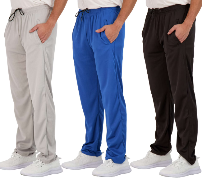 Real Essentials 3 Pack: Mens Sweatpants  Athletic Track Pants with Pockets | Workout, Running & Lounge (Big and Tall) (Set 1)