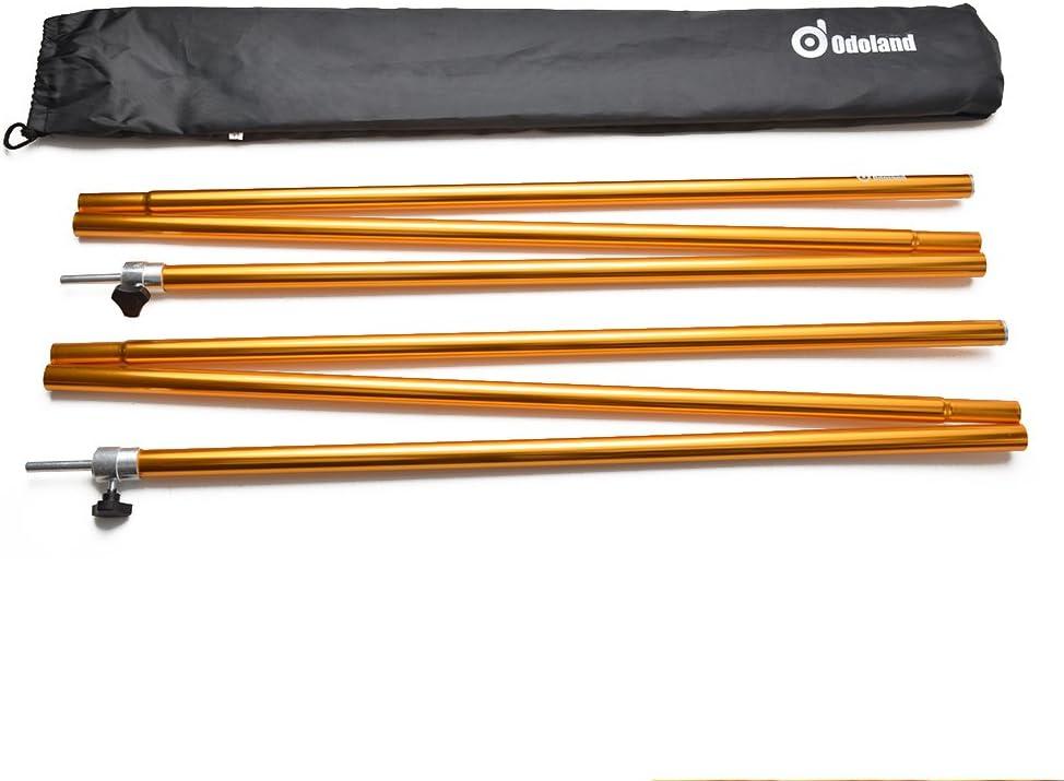Odoland Adjustable Telescoping Aluminum Tarp and Tent Poles Set of 2 - Collapsible Lightweight for Camping, Backpacking, Hammocks, Sun Shade Shelters, and Awnings, Thickness 1mm