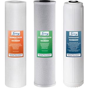 iSpring F3WGB32BPB 4.5 x 20 3-Stage Whole House Water Filter Replacement Pack w/Sediment, Carbon Block, and US-Made Lead Reducing Cartridges, Fits WGB32B-PB