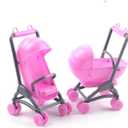Toddmomy 2Pcs Miniature Stroller Toy Dollhouse Miniature Baby Carriage Plastic Dollhouse Furniture Nursery Doll House Accessories (Easy Assembly, Doll Not Included)