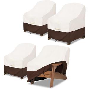 Adirondack Chair Cover 4 Pack,Waterproof Heavy Duty Patio Furniture Covers,Patio Adirondack Chair Covers for Outdoor Chairs(30 W x 34 D x 36 H inches) Beige & Brown