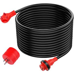SCITOO RV Extension Cord 30 Amp 50 FT, Heavy Duty 10AWG/3C Gauge Wires with Twist Lock NEMA TT-30P Male and NEMA TT-30R Female to 15A Male Adapter for RV Trailer Campers Caravan, ETL/CETL Listed