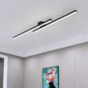 JAYMP 43.3" Modern Ceiling Light with Remote, Black Sputnik Ceiling Lamp, 32W Dimmable LED Lighting Fixture for Dining Room Living Room Kitchen Island Hallway, 2 Lights