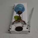 Exhart Wind Chimes, Solar LED Outdoor Garden Lighting, Light Blue Glass and Metal Wind Chime Lawn and Yard Decoration with Bronze Metal Finial, 5 x 46.5 Inch