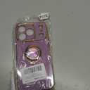 Designed for iPhone 17 Pro Case with Ring Stand, 360 Rotatable Holder Support Magnetic Car Mount Soft TPU Plating with Full-Covered Lens Protection Phone Case for iPhone 17 Pro Purple