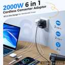 Upgraded 2000W Voltage Converter US to Europe - 220V to 110V Converter for European Travel, Power Converter Adapter Combo with 2 PD/2 QC/EU/UK/AU/IT Travel Plugs for Hair Dryer Laptop, Camera, Phone