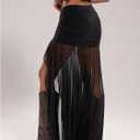 GORGLITTER Women's High Slit Mesh Skirt Y2k Goth Sheer Ruched Bodycon Asymmetrical Long Skirts with Shorts (Black, S)