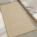 chakme Bathroom Rugs Mat 47x17, Ultra Thin Non Slip Bath Mats Runner Quick Dry Absorbent Bath Mat for Bathroom Floor, (Light Beige, 47"x17")