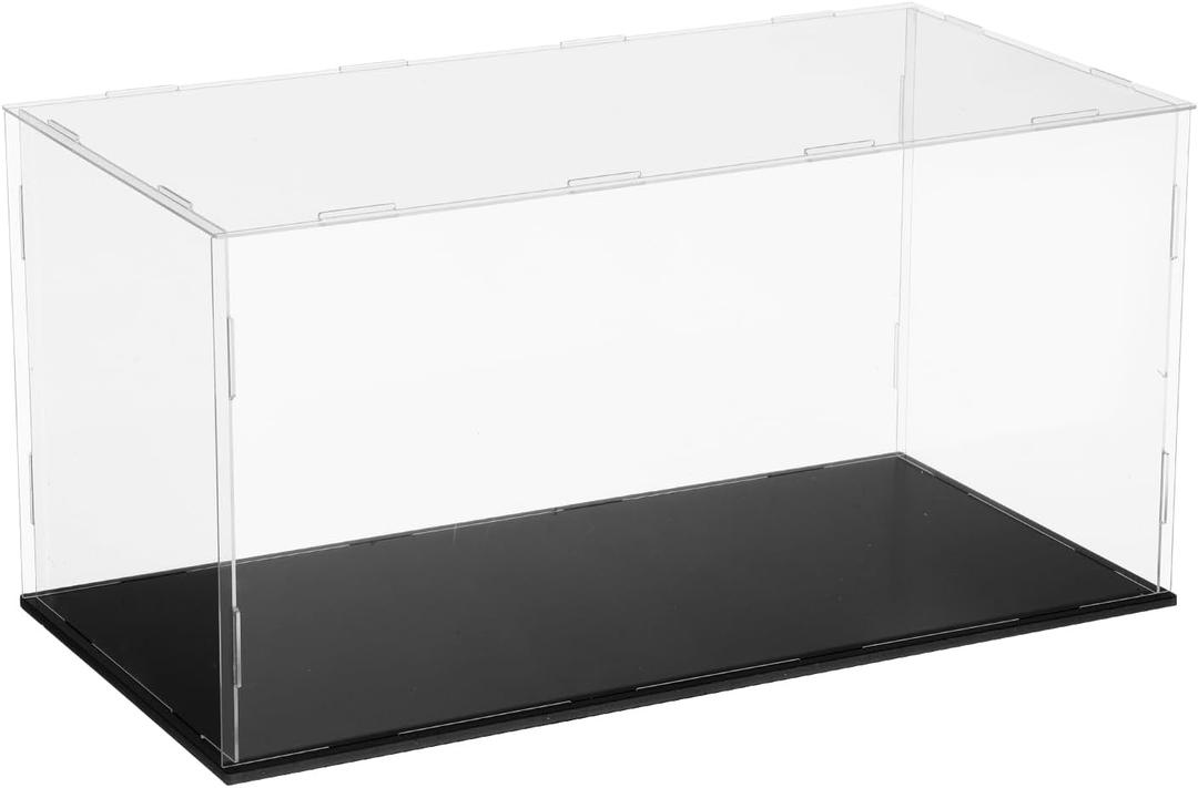 uxcell Acrylic Clear Display Case for Collectibles Self-Assemble Display Clear Boxes with Black Base Dustproof Countertop Storage Box for Collectibles Action Figure, 15.7 x 7.9 x 7.9 Inch