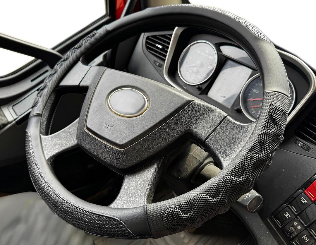 PINCTROT XL Size 17.5-18 Inch Great Grip Steering Wheel Cover for Semi Truck, Fits RV, Big Rig Trucker, 18 Wheeler and Classic Cars, Anti-Slip Design 17.5-18 Inch (All Black)