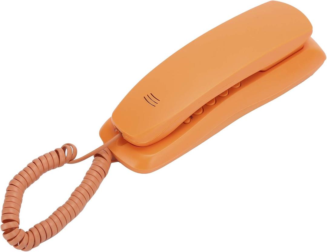 V BESTLIFE Home Office Portable Thin Telephone, Single Line Corded Desk Phone,Orange, for Homes, Offices, Companies, Hotels