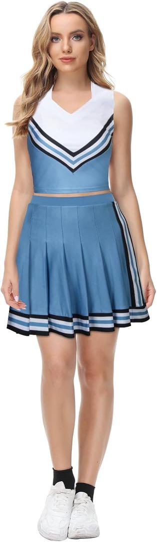FOGHORN Women Girls Cheerleader Costume Olivia Cheerleading Outfit Teens Top Skirt Halloween Costume (Large)