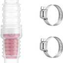 Inline Check Valve with Hose Clamps, Fits 3/4" & 1" Pipes, Backflow Prevention Valves for Water Lines, Transparent Red ABS Non Return Valve for Garden Hose, Aquarium, Sump Pump, Dishwasher