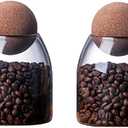 Glass Jar with Wood Lid Ball Jar Small Food Storage Container Clear Candy Jars Canister Sugar Coffee Tea Beans Spice Salt Storage 2 PSC 500 ML