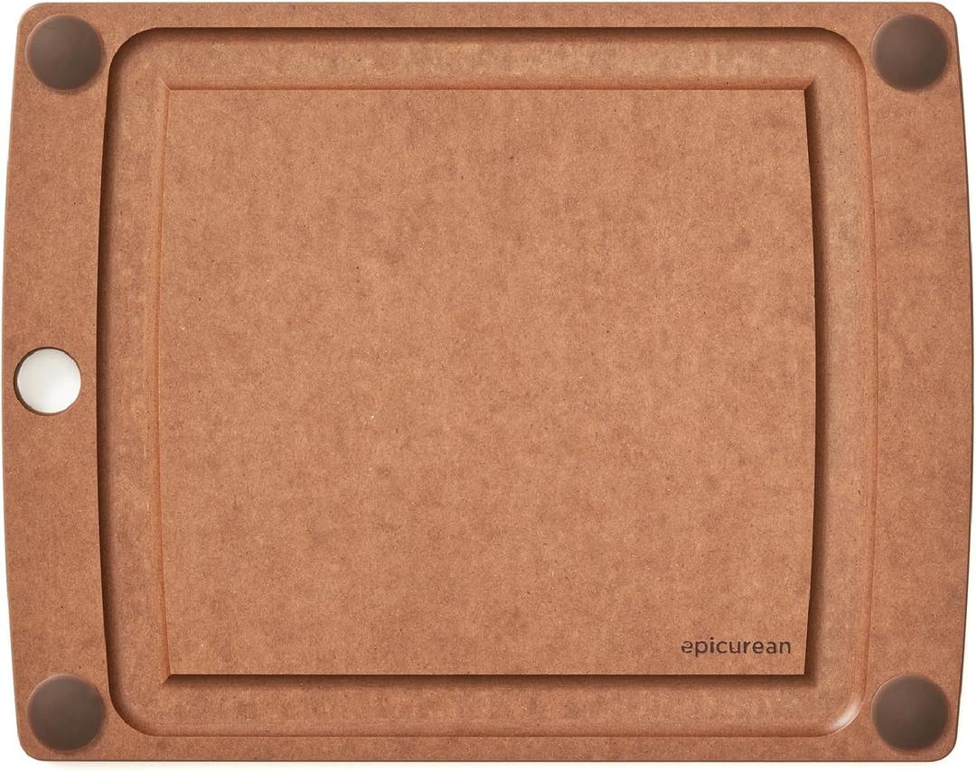 Epicurean All-In-One Cutting Board with Non-Slip Feet and Juice Groove - Non-toxic, Dishwasher Safe, Made in the USA, 11.5" x 9", Nutmeg