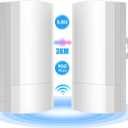 Wireless BridgePoint to Point Wireless Bridge Extending WiFi to Outbuildings Long Range up to 2-3KM CPE 240 with 12dBi High-Gain Antenna24V PoE Power, IP65 Waterproof, 2 Pack White