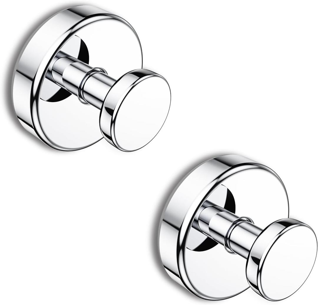 Bntuk Suction Cup Hooks for Shower, Removable Towel Hooks for Bathroom Window Glass Door Wall, Bath Robe Looafh Hook for Hanging - 2 Pack, Chrome