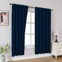 CUCRAF Navy Blue Blackout Curtains 63 Inches, Thermal Insulated Noise Reducing Rod Pocket Dark Blue Window Drapes for Bedroom & Living Room(52x63 Inch, 2 Panels)