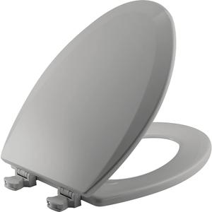 Bemis 1500EC 162 Wood Toilet Seat with Easy Clean & Change Hinges, Elongated, Silver