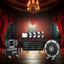 3 Pieces Large Movie Night Party Stand Decorations Movie Theater Decor 23.6 Inch Film Clapper Board and Reel Projector for Night Decorations Home Room Theater Decor Party Supplies