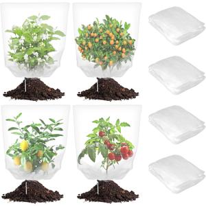 4 Pack Garden Netting Mesh with Drawstring  3.5 x 2.3 FT Bird Netting for Blueberry Bushes, Fruit Trees & Vegetables, Insect & Deer Barrier for Cicada, Squirrel, Animals Protection (White)