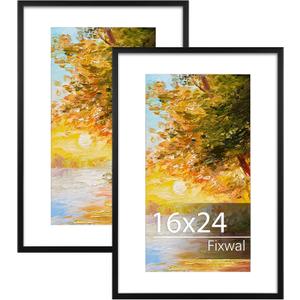 Fixwal 16x24 Picture Frame, Fits 14x20 with Mat or 16x24 Without Mat, Black