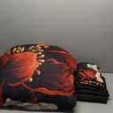 Dintszyayue Black Comforter Set Queen Size, 7 Pieces Floral Bed in a Bag Set, Texture Red Flower Bedding Sets, Soft Microfiber for All Season with Flat Sheet Fitted Sheets Pillowcases and Shams