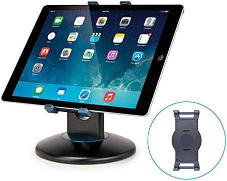 Premium 360° Rotating Tablet Stand for Desk – Adjustable Tablet Holder for 7.9” to 13” Devices, Swivel Weighted Base, Sturdy Black Metal iPad Stand for Office, Home, and Retail Display