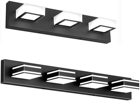Ralbay Modern Bathroom Vanity Lights Matte Black Acrylic Modern LED Bathroom Wall Lighting Fixtures Over Mirror