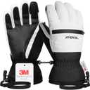 ATERCEL Waterproof Ski Gloves, Warm 3M Thinsulate Gloves, Touchscreen, Ideal for Men and Women in Skiing, Snowboarding, Snowmobiling, Hiking and Other Winter Outdoor Activity, (Medium, White)