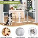 LZRS Extra-Wide Clear Dog Gate for Indoor Use - Transparent Pet Fence with Solid Hardwood and Plastic Board, Stylish & Durable freestanding Pet Gate for Doorways, Stairs and Hallways-4 Panel White