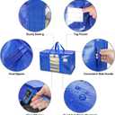 BALEINE 6-Pack Oversized Moving Bags with Reinforced Handles, Heavy-Duty Storage Tote Moving Supplies for Packaging, Camping (Blue w/Window, 6-Pack)