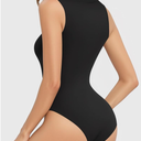 MANGOPOP Sleeveless Bodysuits for Women Crew Neck Tank Top Body Suit Basic Slim Fit Bodysuit Tops Color: Black, Size XL