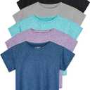 Real Essentials 3 Pack: Women's Dry Fit Crop Top - Short Sleeve Crew Neck Stretch Athletic Tee 3 XL