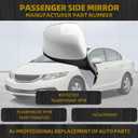 Dasbecan Right Passenger Side White Door Mirror Compatible with 2012-2015 Honda Civic Power Glass Manual Folding Replace# HO1321261,76208TR0A01-PFM,76208TR6C01-PFM,76201TR0A01ZD, 76202TR0A01