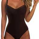 SUUKSESS Womens Tummy Control One Piece Swimsuit Sexy Crisscross Back Bathing Suit, M