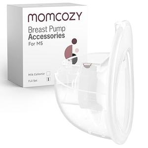 Momcozy Full Set Collector Cup Only Compatible with Momcozy M5 NOT for Others. Original M5 Breast Pump Replacement Accessories (160ml, with Double-Sealed Flange 24mm)