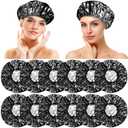 12 Pieces Deep Conditioning Caps Aluminum Foil Reusable Hair Processing Hair Coloring Shower Caps for Home Salon Use(12 Inch,Black)