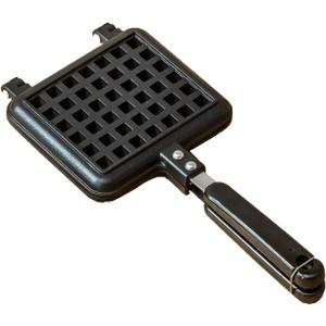 Baffect Non-stick Cast Aluminum Stovetop Waffle Iron, 5.7 Inches Camping Waffle Maker Pan, Portable Stove Top Aluminum Waffle Maker Pan for Family Breakfast Baking (11.8*5.7*1.2in)